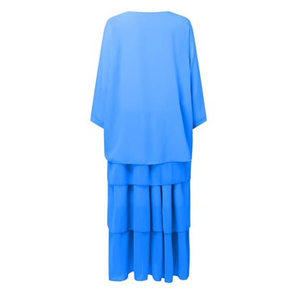 Prayer Clothes for Muslim Women One-Piece Long Sleeve Islamic Prayer Dress O Neck Slim Fit Maxi Dress Dress - color: Blue, size: XX-Large
