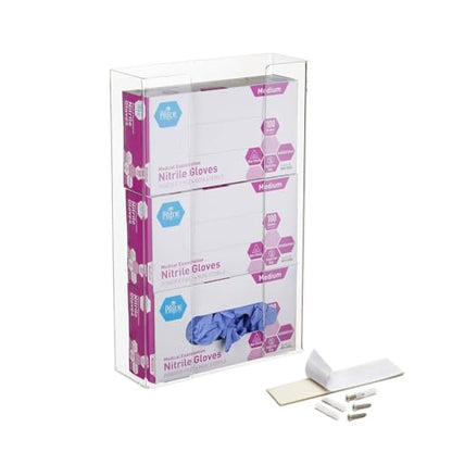 AdirMed VivaEssentials Triple Glove Box Holder, Wall Mount or Free Standing Clear Acrylic Glove Holder - color: Clear, style: 3 Box Capacity