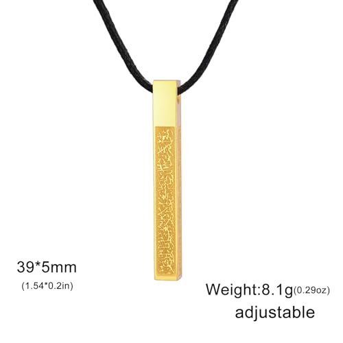 VASSAGO Islamic Ayatul Kursi Necklace for Women Men Stainless Steel/Leather Chain Muslim Allah Arabic 3D Bar Pendant Islam Eid Ramadan Gift Jewelry - color: Leather Rope Necklace