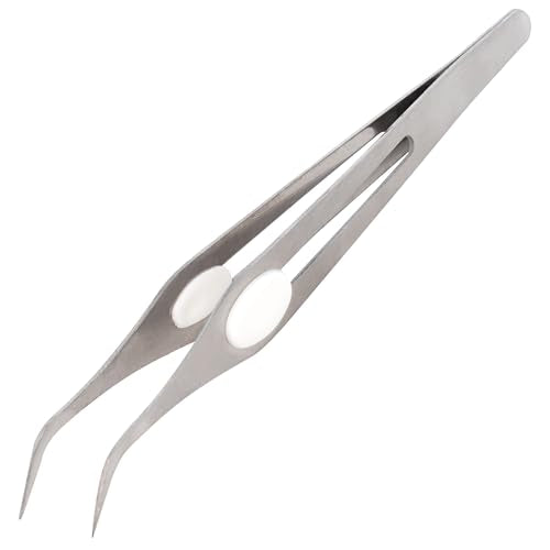 The Beadsmith Angled Precision Tweezer – Multipurpose Stainless Steel Tool w/Curved Tip & Cushion Grip, 6 Inches