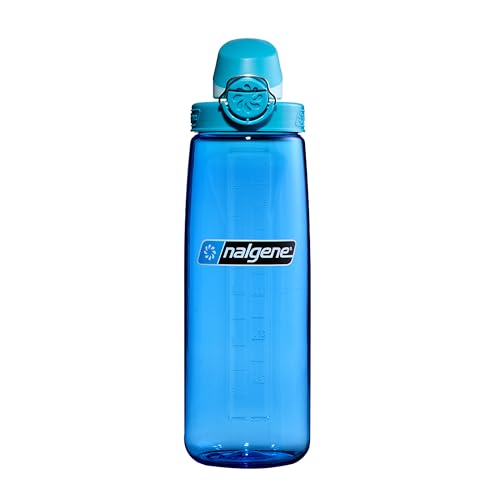 Nalgene 24 oz On The Fly Lock-Top Water Bottle, Slate Blue w/Glacial - color: Slate Blue with Glacial, size: 22 Ounces