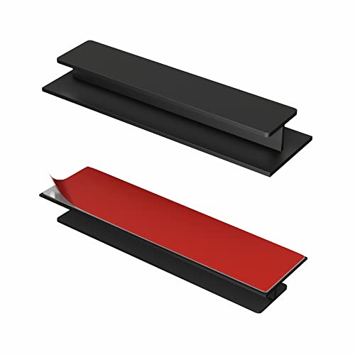 HRX Self-Adhesive Edge Fingerpull Door Handle - Easy to Install Screwless Peel and Stick on Glass, Wood, Metal, Plastic - Sliding Doors Knob for Kitchen Fronts, Drawers & Dressers Panels - 2 Pack - color: Black