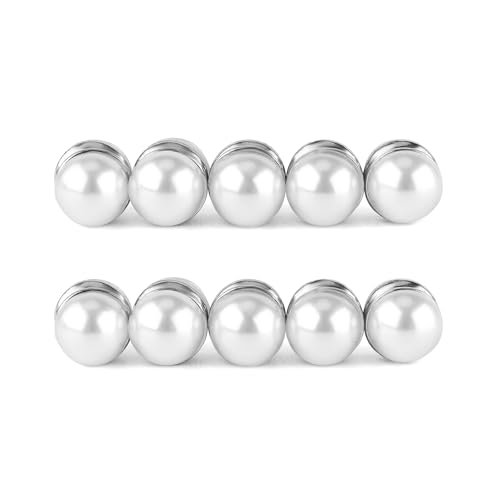 NQEUEPN 10pcs Veil Weights, Strong Hijab Magnets Pearl Pins Magnetic Hijab Pins for Clothes Scarves Niqab Pearl Veil Beautiful Wedding Double Sided Hijab Magnets for Women Girls (Silver)