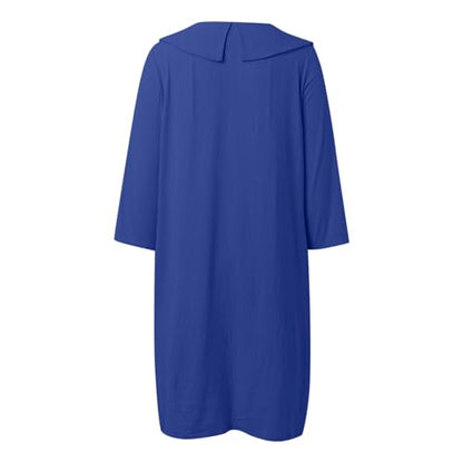 Muslim Dresses for Women Long Sleeve One-Piece Islamic Prayer Dress O Neck Casual Flowy Maxi Dress Dress - color: Blue, size: Large