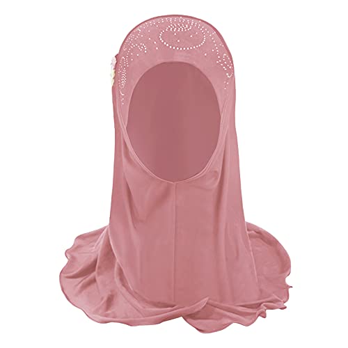 Clobeau Muslim Girls Hijab Scarfs Head Wrap Scarf for Girls Age 2-4 - color: Pink