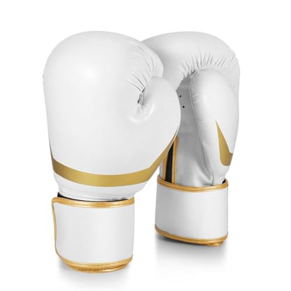 Flexzion Boxing Sparring Training Gloves Pro Muay Thai Kickboxing Heavy Bag Punching Mitts Wrist Wrap Full Contact Combat Sport Protective Hand Gear Martial Art Supply for Women & Teens, 10Oz - color: White