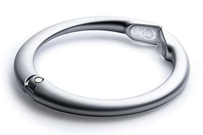 Clipa Bag Hangers The Ring that Opens into a Hook, Closes Automatically | Holds 33 lbs, Needs only 1/2" to Hang a Bag, Easy to Use with One Hand, in 9 available styles, 3 yr Warranty - color: Matte Silver