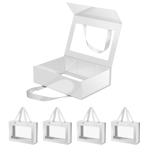 Magnetic Closure Gift Boxes with Lids for Presents Silver - color: 10.5x7.5x3-Silver-Gift Box with Window-5 Pack