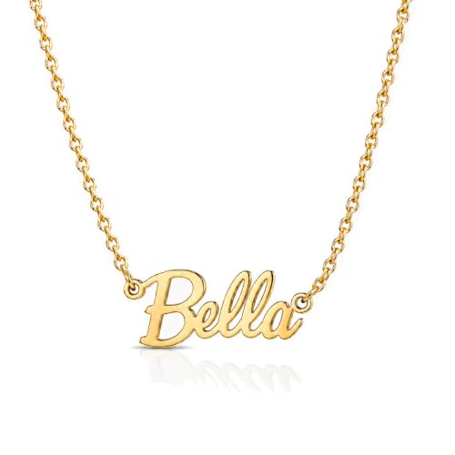 MOMOL 18K Gold Plated Stainless Steel Name Necklace Personalized Custom Name Necklace Customized Nameplate Necklace for women - style: Bella