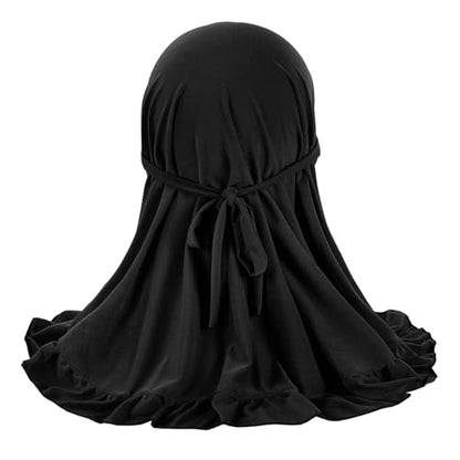 GREUS 2Pcs Kids Hijab for 2-6Y Girls Muslim Headscarf One Piece Hijabs Khimar Islam Arab Scarf Turban Bandana Hat Head Wrap - color: Set D (Black + White)