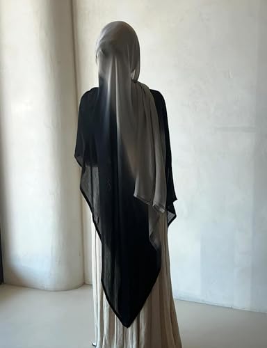 Txmout Ombre Modal Hijab Scarf for Women Muslim, Soft Lightweight Headscarf - color: Black - Grey