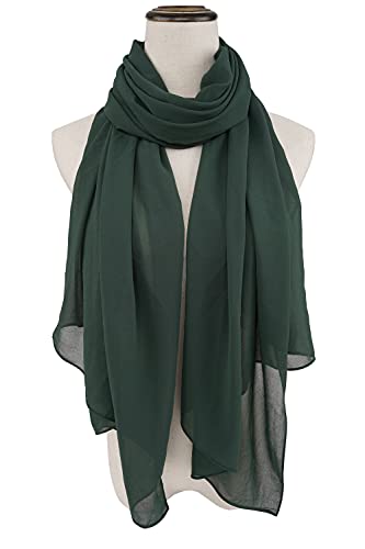 YOUR SMILE for Women Lightweight Breathable Solid Color Soft Chiffon Long Fashion Scarves Sun-proof Shawls Wrap - color: Blackish Green