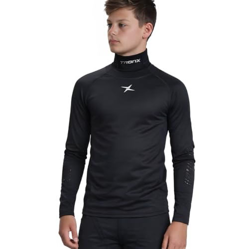 TronX Compression Hockey Shirt with Neckguard - Long Sleeves Neck Guard Neck Protect for Men Adult & Youth Boys - size: Medium, style: Adult