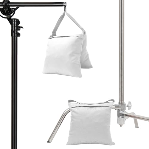 4-Pack White Sandbag Weight Bag for Light Stand Photography Video Equipment | Heavy Duty Saddlebags for Backdrop Stand, Photo Tripod, Canopy, Pop up Tent, Umbrella Base, Fishing Chair, Picnic Table - color: White