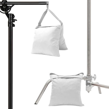 4-Pack White Sandbag Weight Bag for Light Stand Photography Video Equipment | Heavy Duty Saddlebags for Backdrop Stand, Photo Tripod, Canopy, Pop up Tent, Umbrella Base, Fishing Chair, Picnic Table - color: White