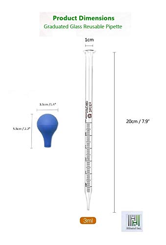 (2 Pack) Glass Graduated Medicine Dropper Pipettes Lab Dropper with Blue Rubber Cap and Scale (3ml (2 Pack)) - style: 3ml (2 Pack)