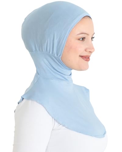 Prien Sport Hijab For Women, Muslim Head Scarf, Flexible Turban Girls, Chic Islamic Wear For Gym, Neck Collar Bonnet Viscose - color: Light Blue