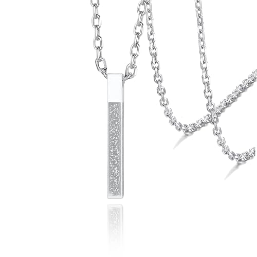 VASSAGO Islamic Ayatul Kursi Necklace for Women Men Stainless Steel/Leather Chain Muslim Allah Arabic 3D Bar Pendant Islam Eid Ramadan Gift Jewelry - color: Silver Ayatul Kursi Necklace