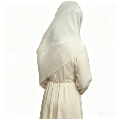 Women Premium Hijab Head Scarf Lightweight Shimmer Scarves Crepe Wedding Shawls and Wraps for Evening Dresses Shiny - color: Off White 15#