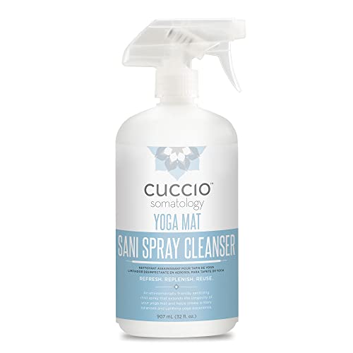 cuccio SOMATOLOGY Yoga Mat Sani Spray Cleaner - Essential Liquid Mat Cleanser Mist - Non Sticky, Quick Drying, Odor, Dirt And Sweat Control - Natural, Chemical Free Equipment Freshener - 32 Fl Oz - size: 32 Fl Oz (Pack of 1)