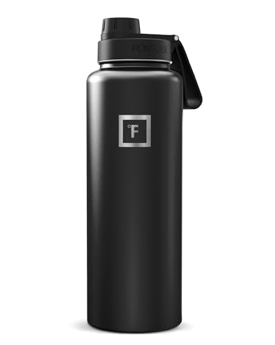 IRON °FLASK 40 oz Wide Mouth Water Bottle with Spout - color: Midnight Black, style: Spout - 40 Oz (1 Lid)