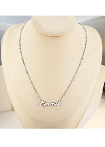 Name Necklace Personalized Engraved Name Pendant for Womens Friends - style: Brat - Silver