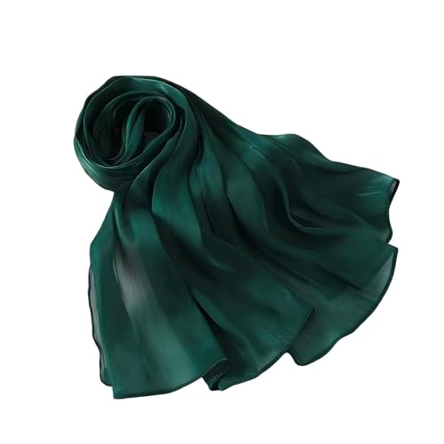Organza Sheen Shimmer Crepe Hijab Scarf for Women Lightweight Sheer Shawl Wrap for Wedding and Evening Dresses - color: Dark Green