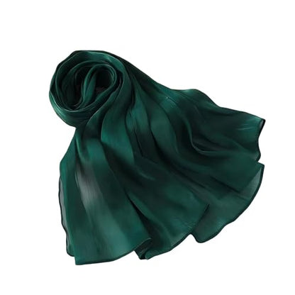 Organza Sheen Shimmer Crepe Hijab Scarf for Women Lightweight Sheer Shawl Wrap for Wedding and Evening Dresses - color: Dark Green
