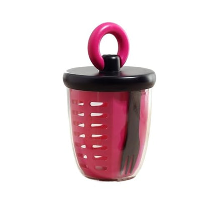 Portable Salad Cup with Fork and Spoon - Double Layer Fresh Keeping Box for Office and Picnic Use(Black) - color: Black