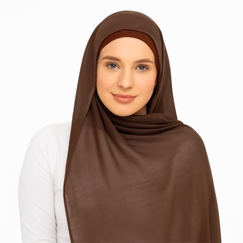 Premium Breathable Modal Cotton Hijab for Women, Lightweight, Non-Slip, Soft & Elegant Scarf for Everyday Wear - color: Warm Camel Brown