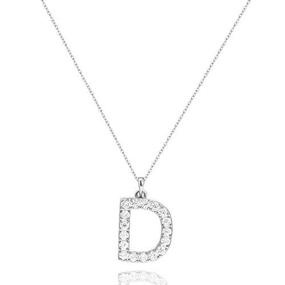 Tarsus Initial Cubic Zirconia Necklace Jewelry Gifts for Women Adjustable Chain 18" + 2" - style: Silver-D-Diamond style