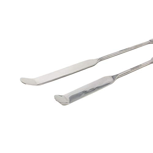 Stainless Steel Double Ended Micro Lab Spatula Sampler, Square & Round Angled End - Chattaway Style (6") - size: 6"