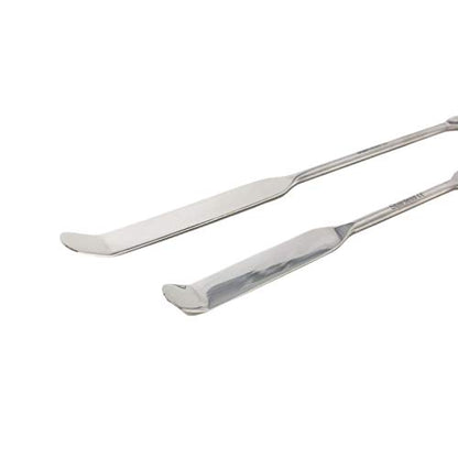 Stainless Steel Double Ended Micro Lab Spatula Sampler, Square & Round Angled End - Chattaway Style (8") - size: 8"