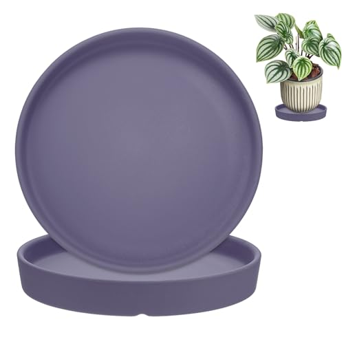 M METERXITY 2-Pack Plant Saucers, 6.3 Inch ID Anti-Rot Root Ceramic Flower Pot Plant Saucers for Indoor/Outdoor, Round Flowerpot Drip Tray [6.9 Inch OD, Dark Blue] - color: Dark Blue, size: 6.3 Inch