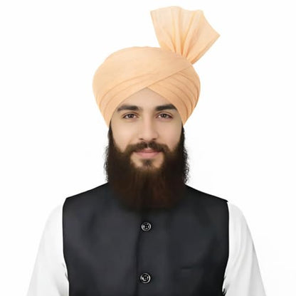 Turban For Men (156 Inches) Long Cloth – Muslim, Sikh, Punjabi Headwrap | For Prayer, Festivals & Special Occasions - color: Light Cream