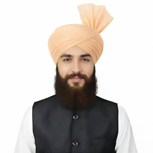 Turban For Men (156 Inches) Long Cloth – Muslim, Sikh, Punjabi Headwrap | For Prayer, Festivals & Special Occasions - color: Light Cream