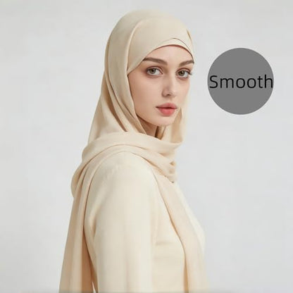 Yeieeo Instant Chiffon Hijab with Undercap (Tube or Bandage Cap), Breathable, no sweat buildup,Solid Chiffon Head Wraps - color: Beige