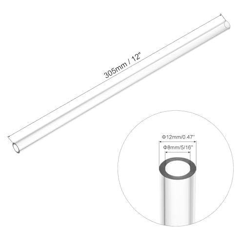 uxcell Clear Rigid Tubing 8mm(5/16") ID x 12mm(0.47") OD x 1Ft Length Round Plastic Polycarbonate Tube - size: 8mmx12mm