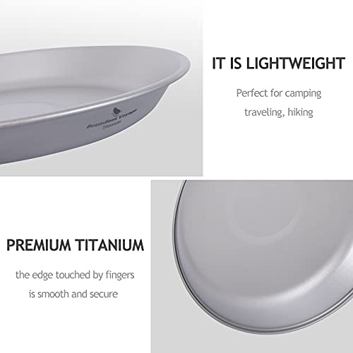 Boundless Voyage Ultralight Titanium Bowl Pan Plate Dish with Carry Bag Outdoor Camping Portable Tableware Cookware (Ti1111T (Shallow Plate)) - color: Ti1111T (Shallow Plate)