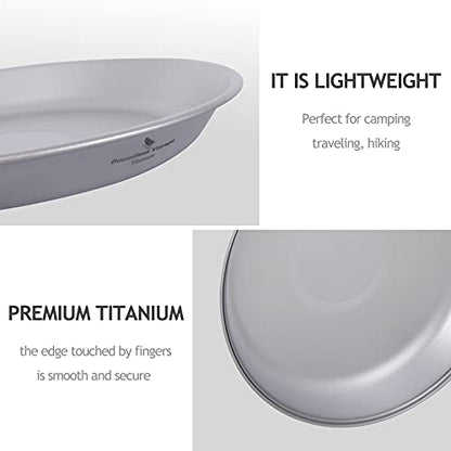 Boundless Voyage Ultralight Titanium Bowl Pan Plate Dish with Carry Bag Outdoor Camping Portable Tableware Cookware (Ti1111T (Shallow Plate)) - color: Ti1111T (Shallow Plate)