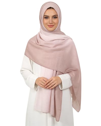 RARITYUS Fashion Gradient Color Hijab Scarf for Women Glitter Modal Instant Muslim Islamic Hijab Head Wraps Long Shawls - color: Pink