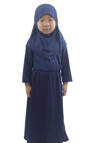 Girls Kids 2 Pcs Muslim Abaya Prayer Dress with Hijab Islamic Headscarf for Girl Robe Ramadan Eid Clothes