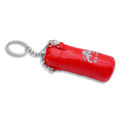 Mini Boxing Glove & Punching Bag Keychain Set – PU Leather Keyring Sports Lovers Gift & Gifts For Men (3 pcs) - color: Red