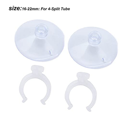 SUNGOOYUE Aquarium Hose Clamp Plastic Suction Cup Air Line Tube Holder for 12 to 16mm Transparent Pipe, 2 Cups 2 Clips, High Temperature Fixture for Fish Tank Tube Routing (Can clamp 16-22mm) - size: Can clamp 16-22mm