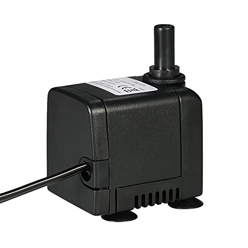 Decdeal 450L/H 6W Submersible Water Pump for Aquarium Tabletop Fountains Pond Water Gardens and Hydroponic Systems with 2 Nozzles, AC110V, US Plug