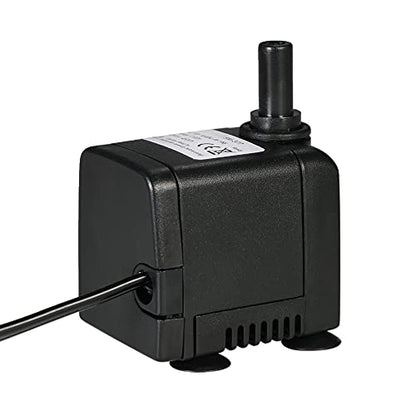 Decdeal 450L/H 6W Submersible Water Pump for Aquarium Tabletop Fountains Pond Water Gardens and Hydroponic Systems with 2 Nozzles, AC110V, US Plug