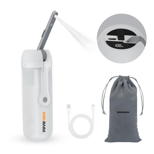 Portable Electric Bidet for Travel with 180° Adjustable Nozzle, Strong Water Pressure- Handheld Rechargeable USB-C Bidet,350ml IPX6 Waterproof Personal Hygiene Cleaner for Postpartum Women, Camping - color: white-grey
