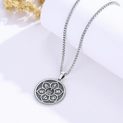 Coexist Necklace 925 Sterling Silver Yin Yang/Star of David Pendant World Religions Harmony Necklace Religion Jewelry Gift for Men - style: Buddha