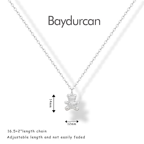 Baydurcan 여성용 실버 목걸이, 악마의 눈 앙크 리본 목걸이, 친구 자매 생일 Just Because 크리스마스 선물 - style: 곰