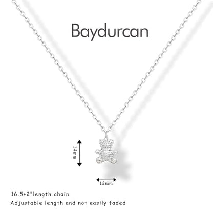 Baydurcan 여성용 실버 목걸이, 악마의 눈 앙크 리본 목걸이, 친구 자매 생일 Just Because 크리스마스 선물 - style: 곰